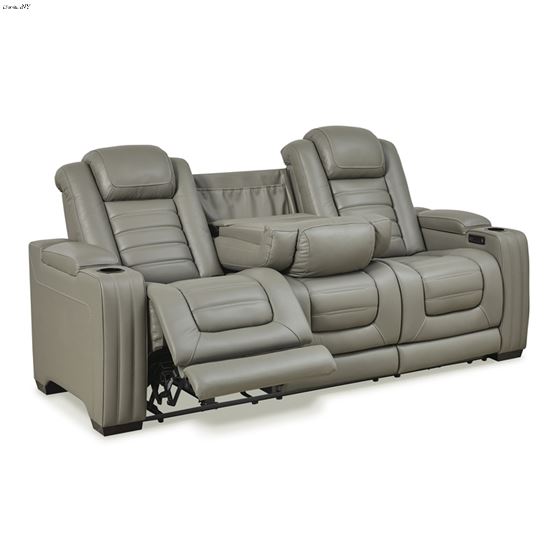 Ashley Backtrack Grey Leather Power Recliner Sofa