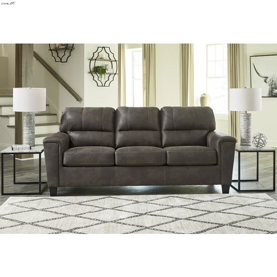Navi Smoke Faux Leather Queen Sofa Bed 94002-4
