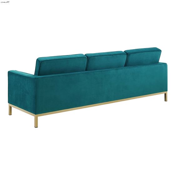 Loft Modern Teal Velvet and Gold Legs Tufted Sofa EEI-3387-GLD-TEA by Modway Front