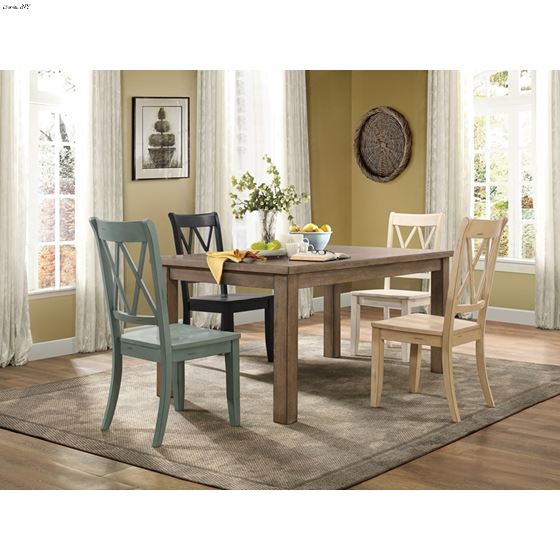 Janina Sand Thru Teal X-Back Dining Side Chair 5516TLS in Set