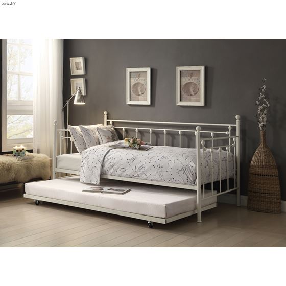 Lorena White Metal Daybed with Trundle 4965W-NT-2