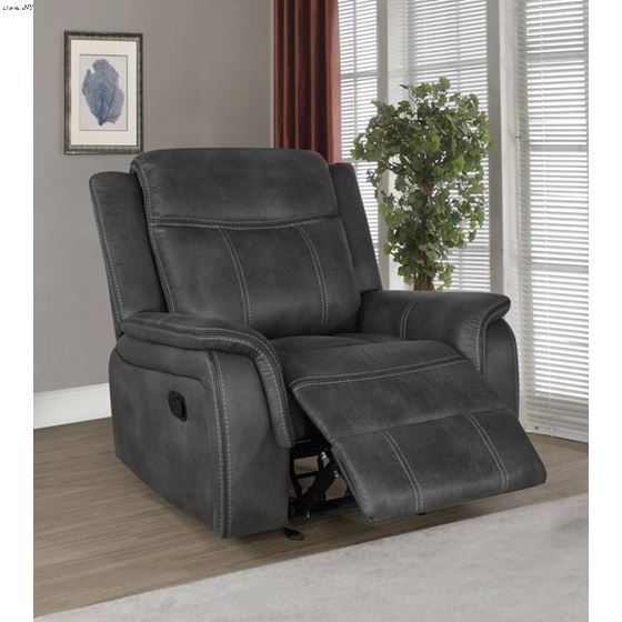 Lawrence Charcoal Fabric Glider Recliner Chair 6-4