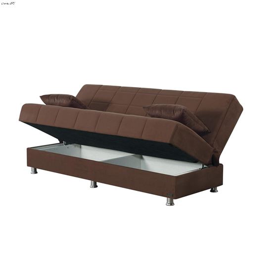 Hamilton Armless Sofa Bed in Brown Storage