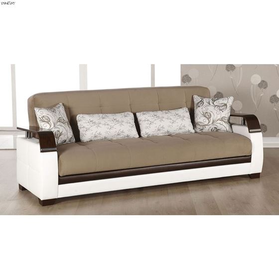 Natural Sofa Bed in Naomi Light Brown-2