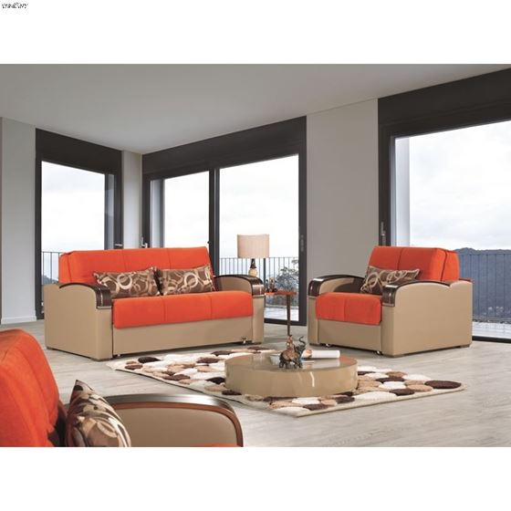 Sleep Plus Orange Loveseat Sleeper-4