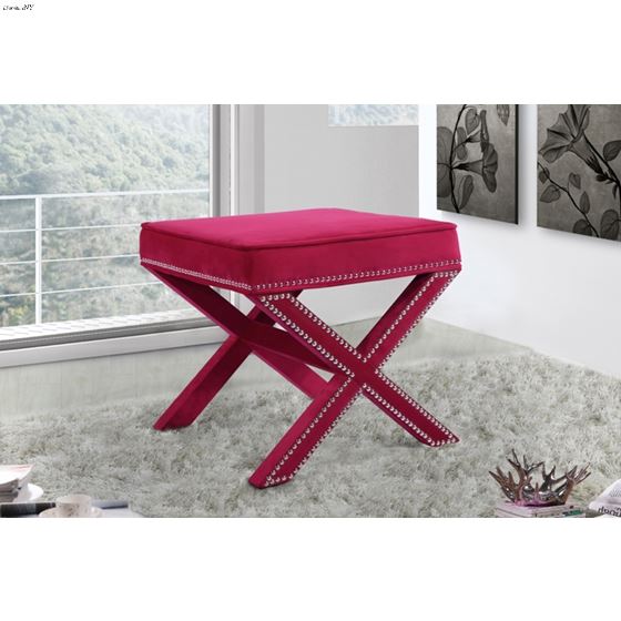 Nixon Pink Velvet Upholstered Ottoman/Bench - 2