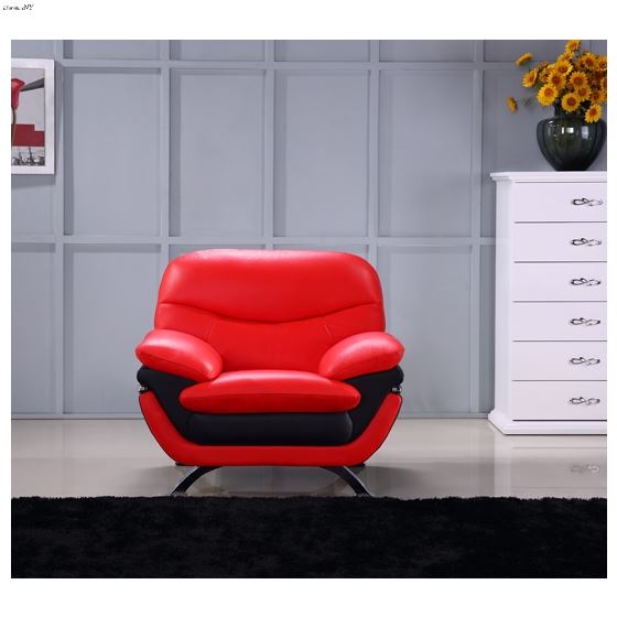 Jonus Modern Red and Black Leather Chair