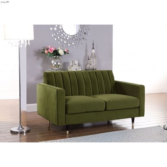 Lola Olive Green Velvet Tufted Love Seat Lola_Loveseat_Olive Green by Meridian Furniture 2