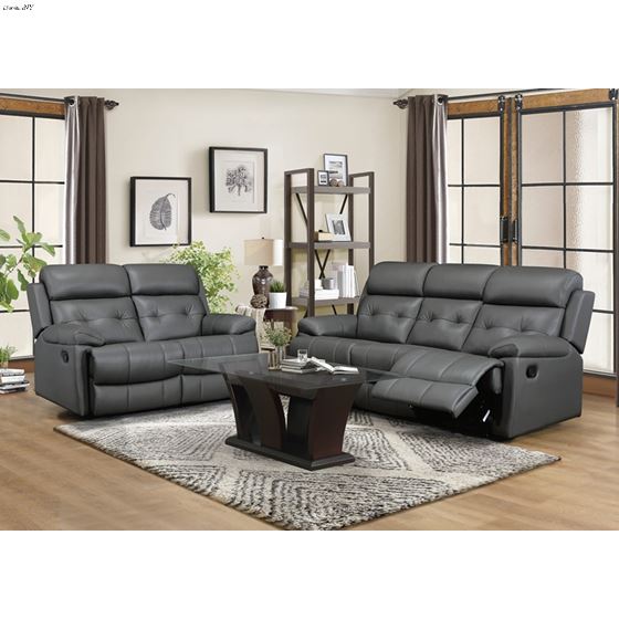 Lambent Dark Grey Leather Reclining Sofa 9529DG-4