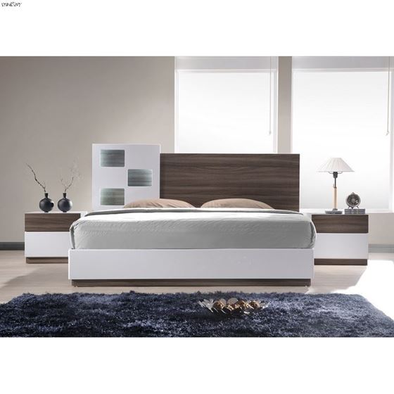 SanRemo A White and Walnut Panel Bed-2