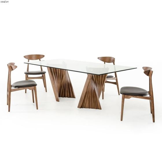 Modrest Corbin Modern Walnut Glass Dining Table 2