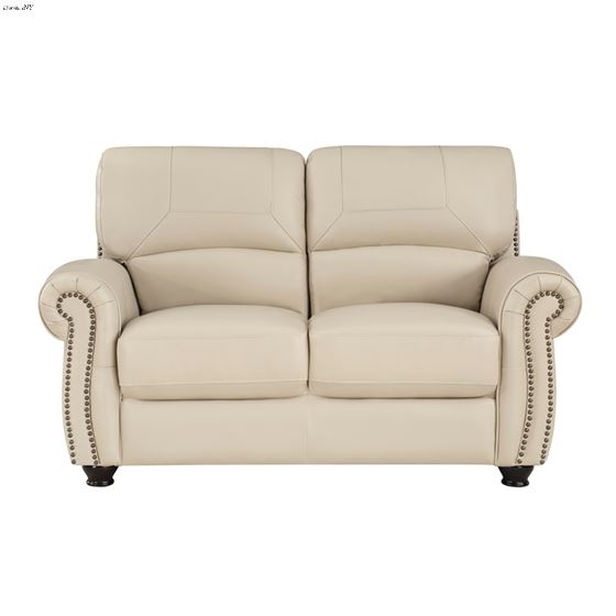 Foxborough Cream Leather Rolled Arm Loveseat 92-2