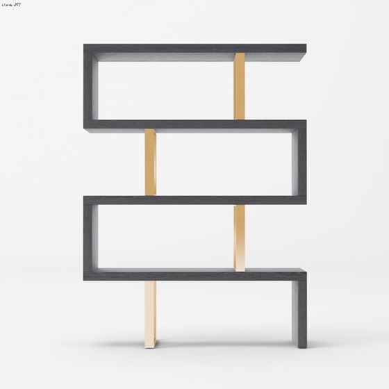 Maze Modern Elm Grey and Gold Bookcase
