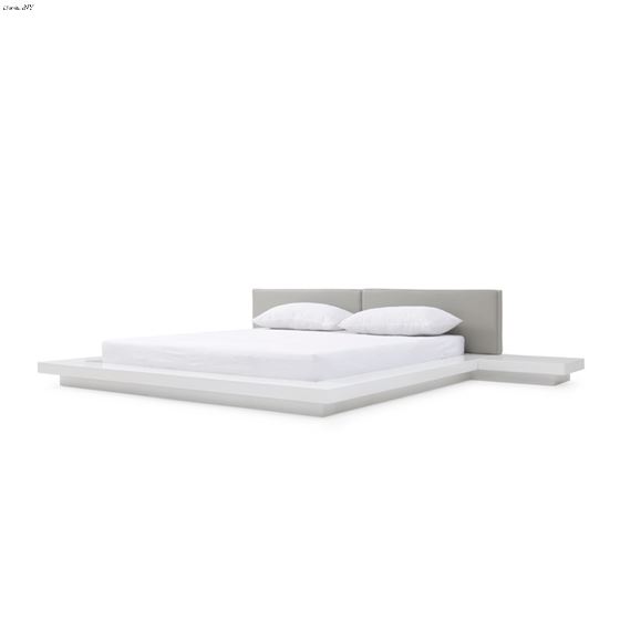 Modrest Opal Queen Modern White and Grey Bed Side