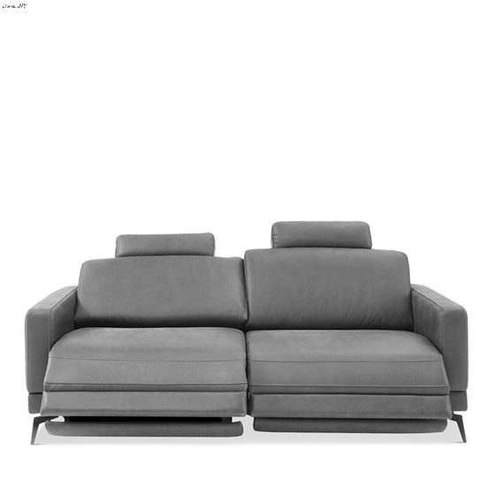 Italian U115 Grey Leather Sofa by Chateau Dax Front