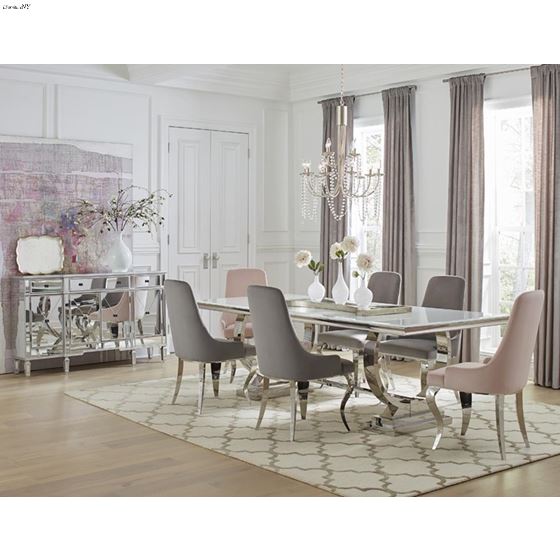 Antoine Pink Velvet Demi Arm Dining Chair 10881-2