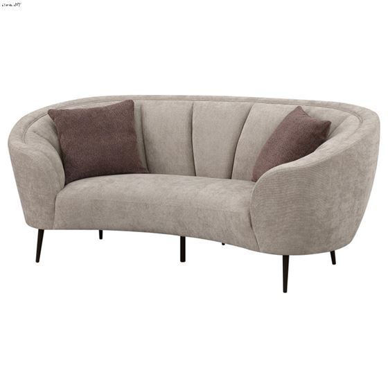 Ellorie Beige Channel Back Curved Loveseat 5048-4