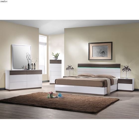 SanRemo B White and Walnut Panel Bed-2