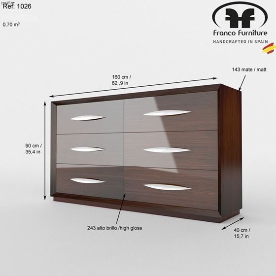 Carmen Walnut Bedroom Collection by Franco Spain Double Dresser