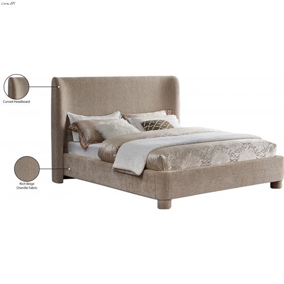 Penny Beige Chenille Upholstered Bed-2