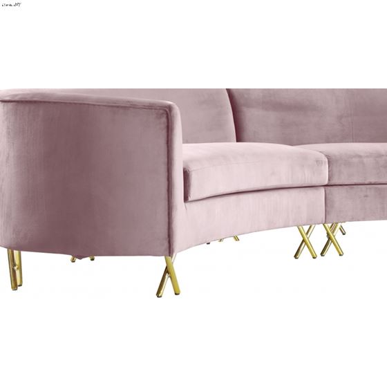 Serpentine Pink Velvet Upholstered Sectional  - 4