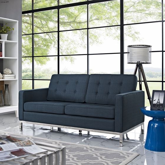 Loft Modern Blue Fabric Tufted Love Seat EEI-2051-AZU by Modway 4