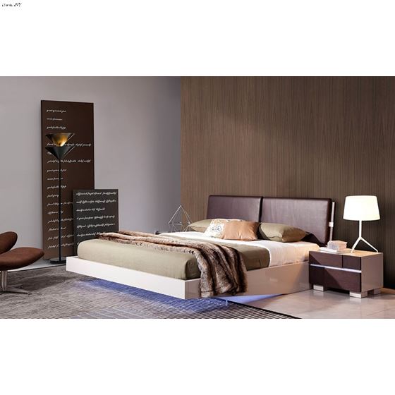Anzio - Contemporary Floating Bed With LED Lights