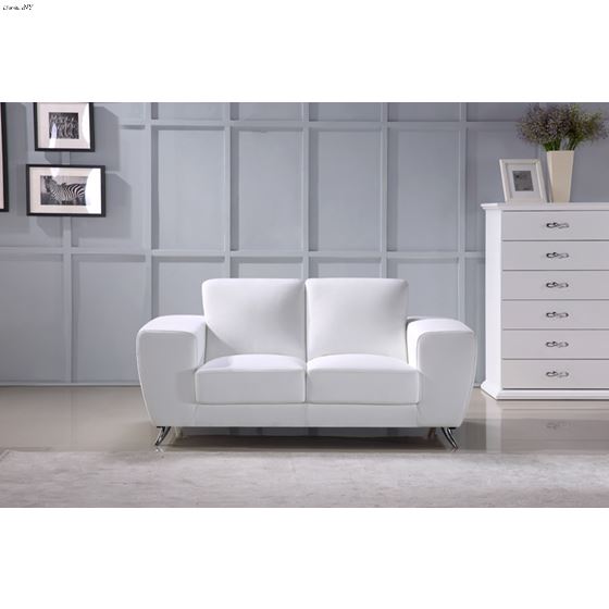 Julie Modern White Leather Loveseat