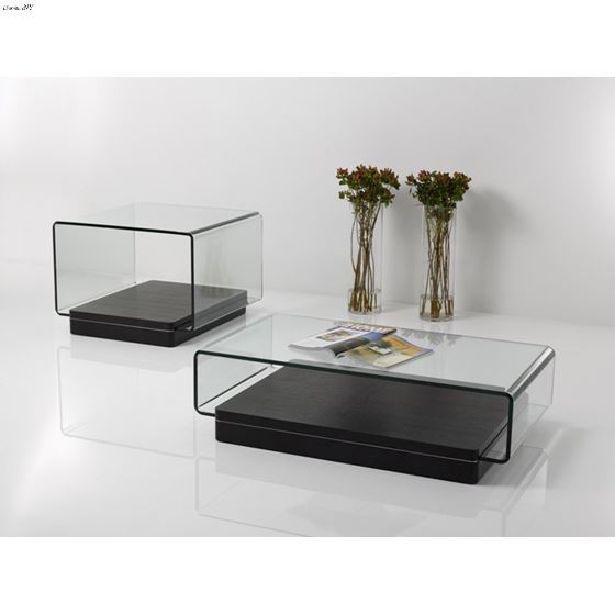 Vitro Modern Glass and Oak End Table- 2