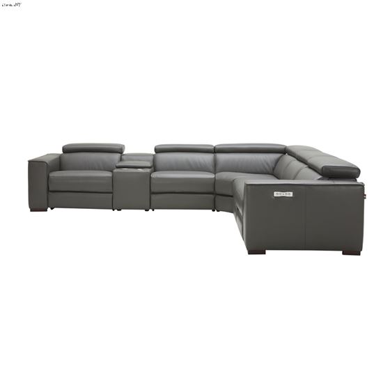JM Picasso Dark Grey Leather Reclining Sectional 3