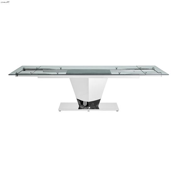 Diamond Polished Stainless Steel Extendable Dining Table open
