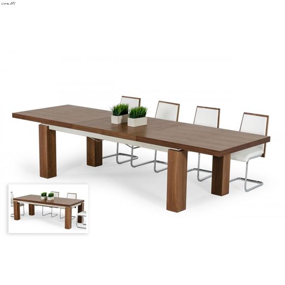 Modrest Maxi Modern Walnut Dining Table Set