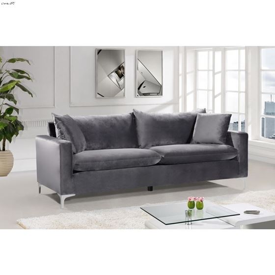 Naomi Grey Velvet Sofa Naomi_Sofa_Grey by Meridian Furniture 4