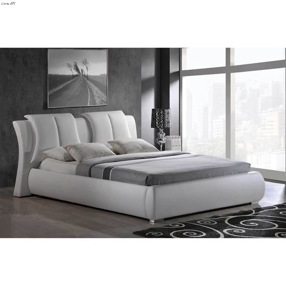 Modern White Queen Leatherette Bed 8269-2