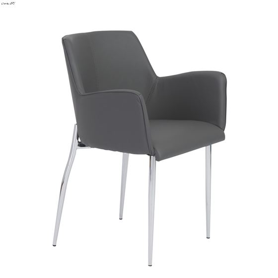 Sunny Grey Arm Chair Leatherette with Chrome Legs