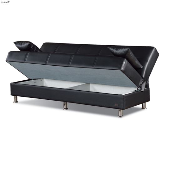 Halifax Armless Sofa Bed in Black Storage