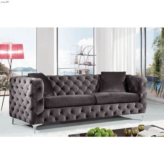 Scarlett Grey Velvet Tufted Sofa Scarlett_Sofa_Grey by Meridian Furniture 2