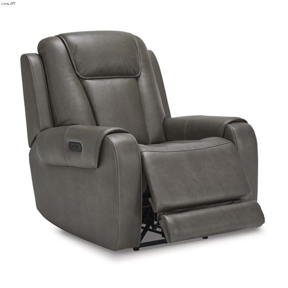 Card Player Smoke Faux Leather Power Recliner 1-2