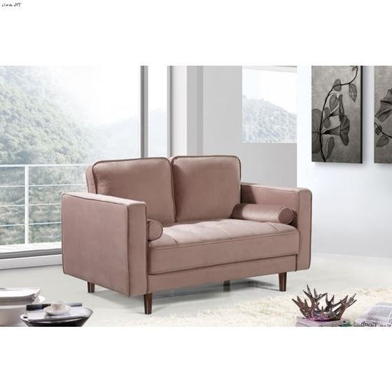 Emily Pink Velvet Tufted Love Seat Emily_Loveseat_Pink by Meridian Furniture 2