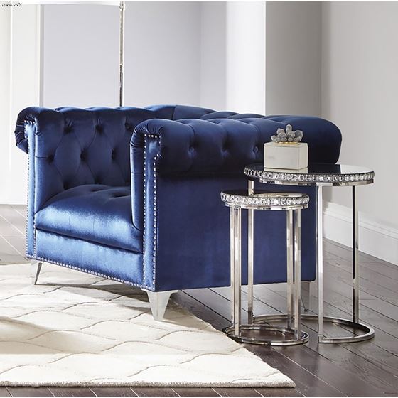 Bleker Blue Velvet Chesterfield Accent Chair 50-4