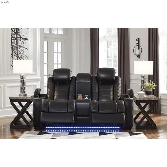 Party Time Midnight Power Reclining Loveseat wi-4