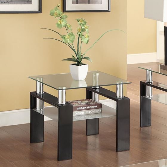 Dyer Black Square Glass Top Side End Table 7022-2