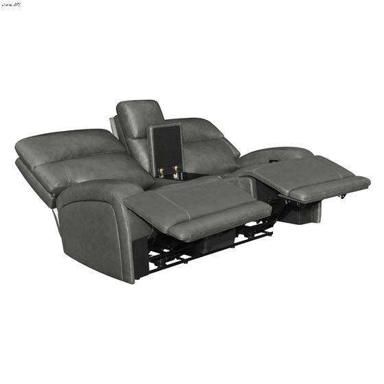 Longport Charcoal Leather Power Reclining Lovese-2