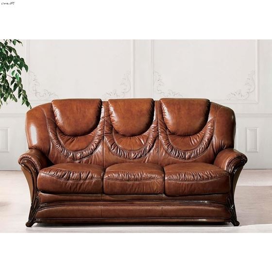 Traditional 67 Brown Italian Leather, Traditional Italian Leather Sofas