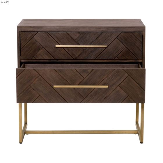 Mosaic 2 Drawer Night Stand in Rustic Java Open2