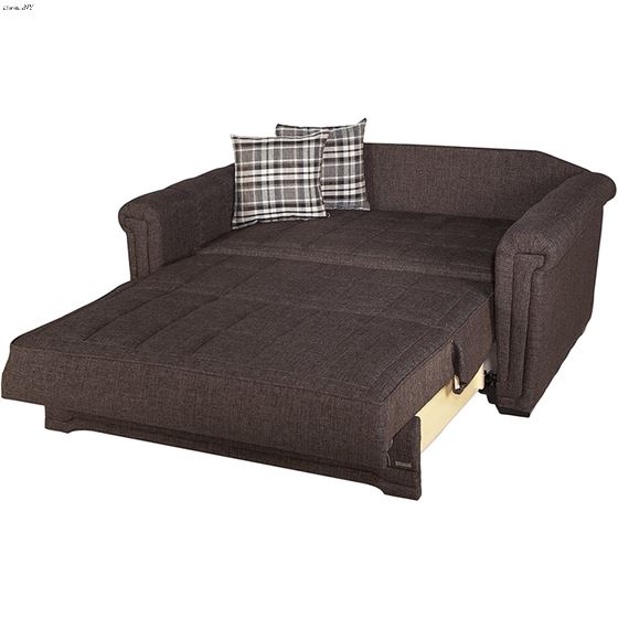 Victoria Love Seat Sleeper in Dark Brown Open