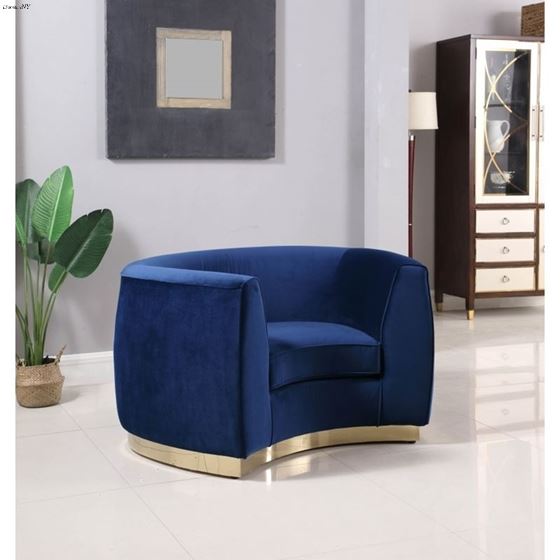 Julian Navy Velvet Gold Trim Chair Julian_Chair_Navy/Gold by Meridian Furniture 2
