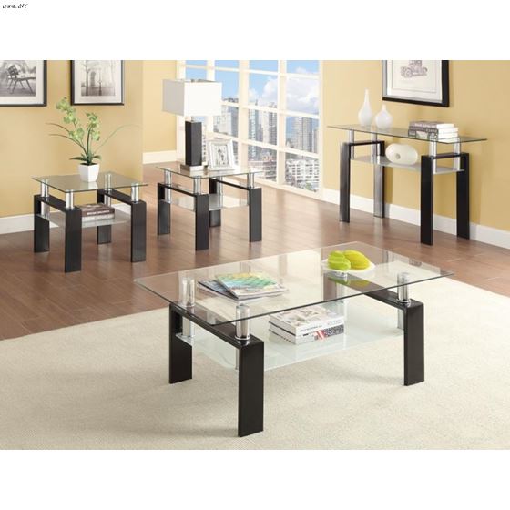 Dyer Black Rectangular Glass Top Coffee Table 7-4