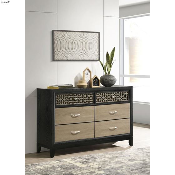 Valencia Black and Light Brown 6 Drawer Dresser-2