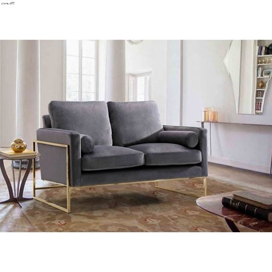 Mila Grey Velvet Love Seat Mila_Loveseat_Grey by Meridian Furniture 2